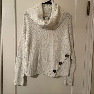 Women's White w/Black Speckled High Neck Sweater Size M